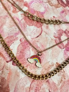 Layered Rainbow Charm Necklace