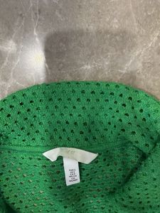 Green Mesh Long Sleeve Top