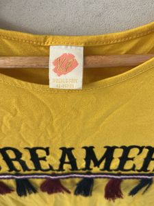 Yellow "Dreamer" T-Shirt with Tassels