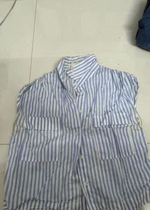 Blue Striped Collared Shirt