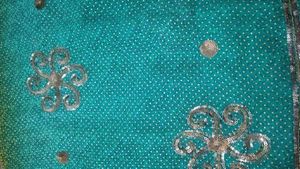 Beautiful Teal Saree with Sequins
