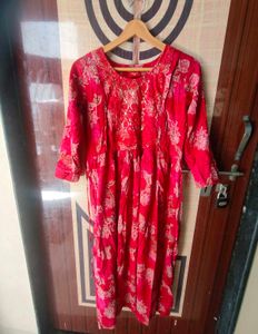 Vibrant Red Floral Feeding Kurta