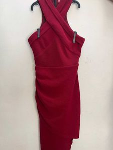 Elegant Red Halter Neck Maxi Dress