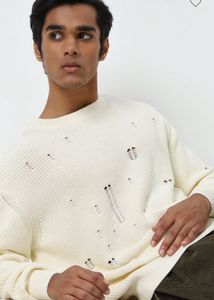 Nuon Westside Off White Distressed Knit Sweater