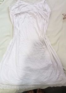 White Lace Trimmed Slip Dress