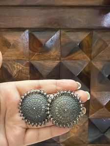 Antique Oxidized Silver Jhumka Earrings