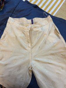 Cream Palazzos with Gold Print