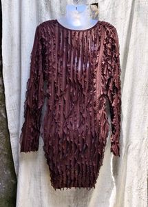 I. Unique Textured Brown Mini Dress
