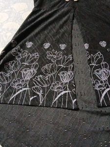 Black Ethnic Kurta with Floral Print