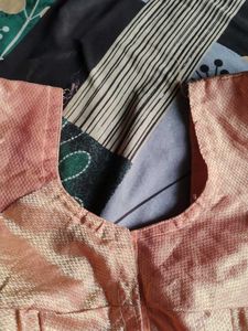 Elegant Peach Blouse with Golden Border