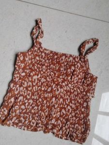 Brown Leopard Print Smocked Camisole Top