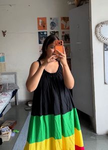Vibrant Striped Maxi Dress