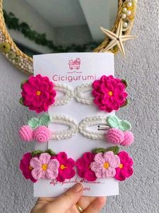 Crochet Flower Hair Clips