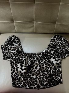 Leopard Print Off-Shoulder Top