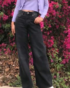 wide h&amp;m black jeans