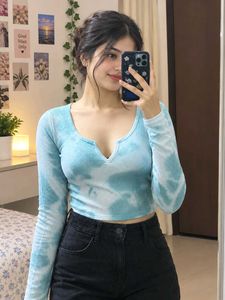 Tie-Dye Long Sleeve Crop Top