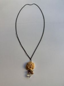 Classic Cream Rose Long Pendant Necklace