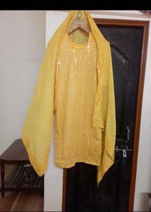 Yellow Embellished Kurta Set