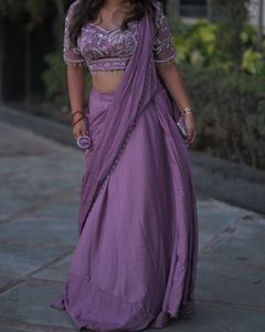 Lavender lehenga pattern saree