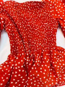 Red Heart Print Peplum Top