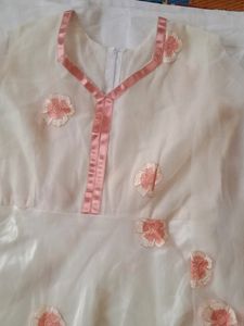 Offwhite Net And Silk Gown With Duppata
