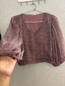 Sera Mauve Floral Chiffon Crop Top