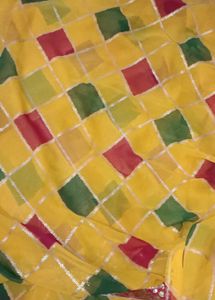 Vibrant Yellow Saree with Checkered Design