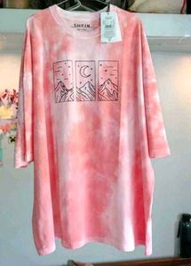 Cute Pink Tie-Dye Graphic T-Shirt