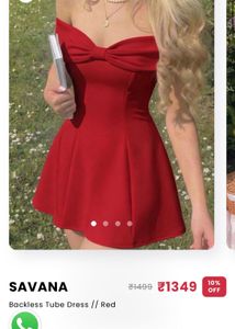 Red Off-Shoulder Bow Detail Dress