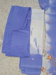 Blue &amp; White Embroidered Salwar Kameez