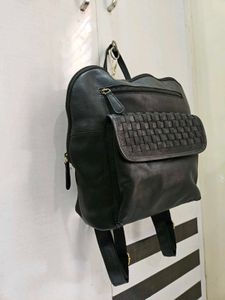 Stylish Black Leather Backpack