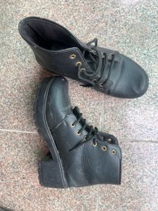 Classic Black Lace-Up Boots