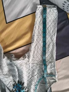 Embroidered Kurti set wit pant and duppata in Geom