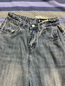 Vintage Wash Wide Leg Jeans