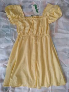 Yellow Puff Sleeve Mini Dress