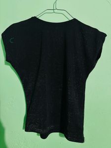 Sparkly Black Cap Sleeve Top