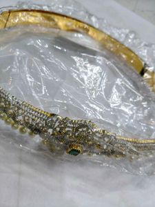 1gm Gold Exquisite Emerald hip belt (vaddanam)