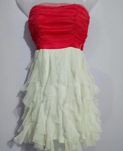 Chic Strapless Red &amp; White Dress