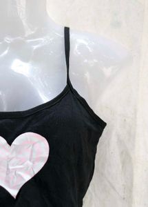 Cute Black Heart Crop Top