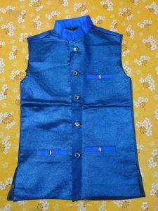 Royal Blue Nehru Jacket with White Pants