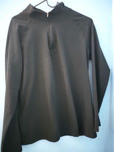 Black Quarter Zip Long Sleeve Top
