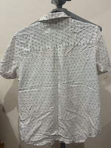 White Polka Dot Button-Up Shirt