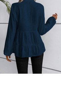 Chic Navy Tiered Button-Up Tunic Top