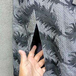 Elegant Feather Print Cape Jacket