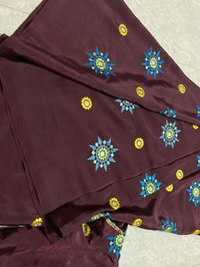 Embroidered Coffee  Saree