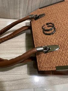 Brown Textured Satchel Bag