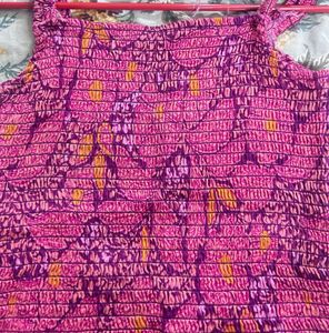 Smocked Floral Print Crop Top