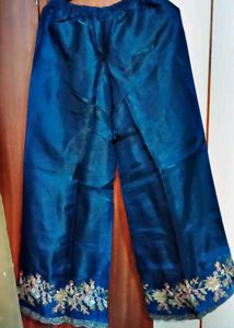 Embroidered blueish- green kurta with plazo and d