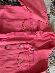 Chic Pink Cropped Denim Jacket