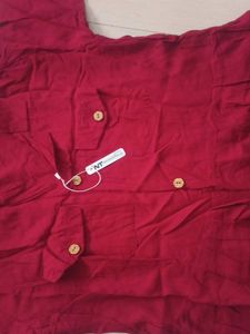 Maroon Shirt Styl Maxi Dress